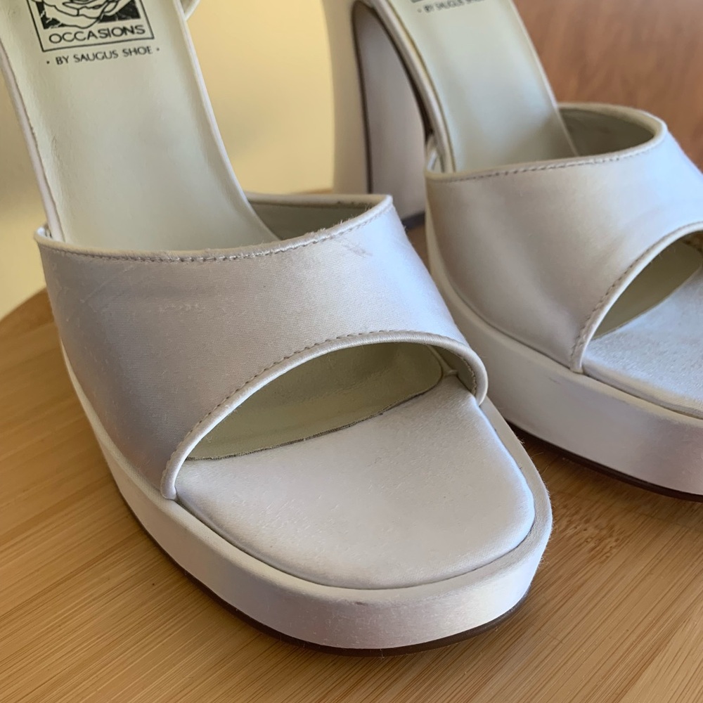 Satin-White Platform Heels (8.5) - Picture 6 of 6